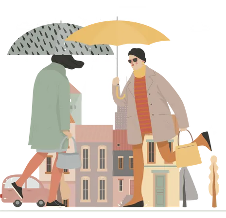 Windy and Rainy Weather  Illustration