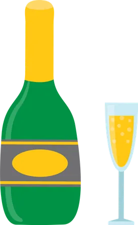 Wine Bottle and Champagne  Illustration