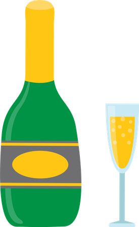 Wine Bottle and Champagne  Illustration