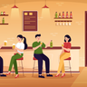 wine party in bar illustration free download