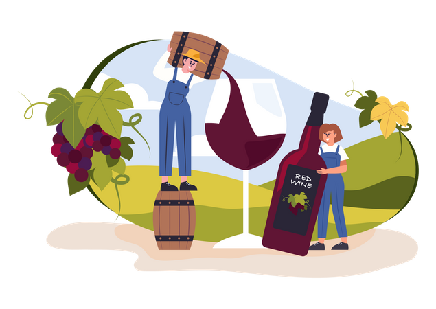 Wine production Illustration