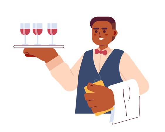 Wine steward african american male  Illustration