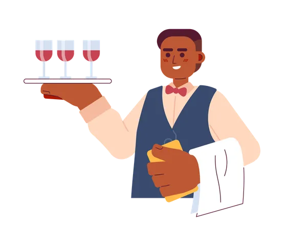 Wine steward african american male  Illustration