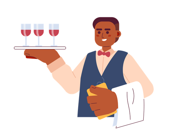 Comissário de vinhos homem afro-americano  Ilustração