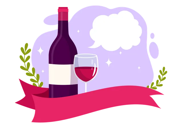 National Drink Wine Day Vector Illustration On February 18 With Glass Of Grapes And Bottle In Flat Cartoon Purple Background Design Illustration