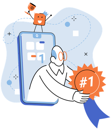 Winner app getting best app award  Illustration