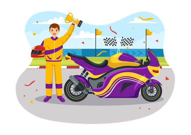 Winner of bike race  イラスト