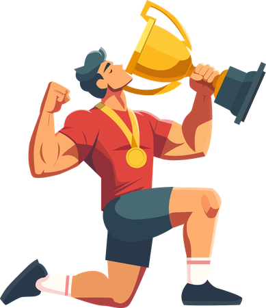 Winner receiving a trophy  Illustration