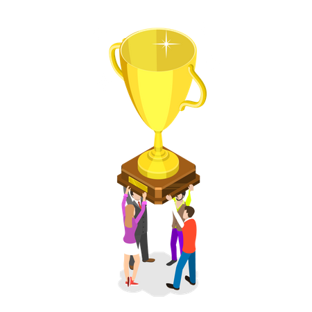 Winning team, effective teamwork, business leadership, successful project  Illustration