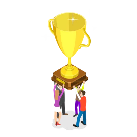 Winning team, effective teamwork, business leadership, successful project  Illustration