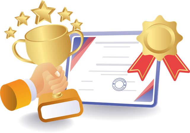 Winning trophy for outstanding work  Illustration