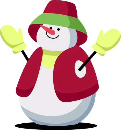 With A Beaming Smile And Dressed In A Red And Yellow Ensemble This Snowman Holds A Gift Symbolizing The Giving Spirit Of The Winter Season Illustration