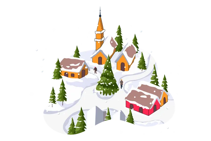 Winter City Illustration