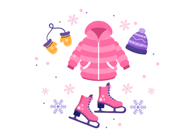 Winter clothes for ice skating  Illustration