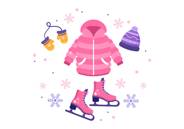 Winter clothes for ice skating  Illustration