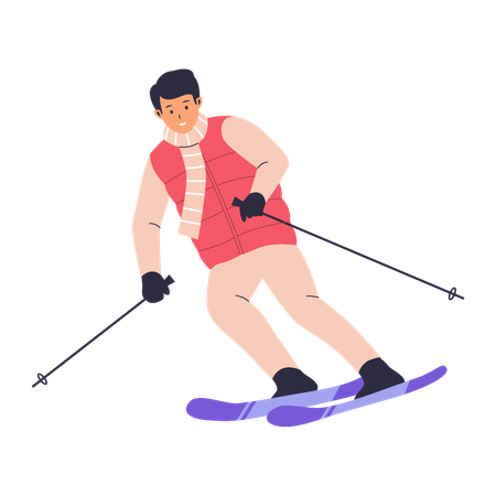 Winter Downhill Skier  Illustration