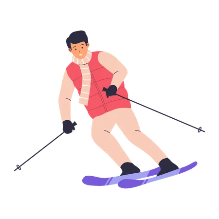 Winter Downhill Skier  Illustration