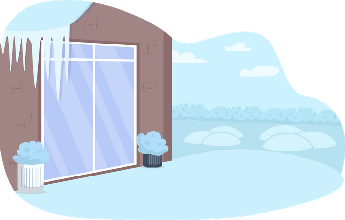 Winter home yard Illustration