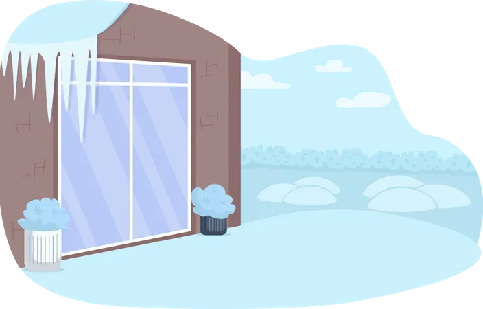 Winter home yard  Illustration