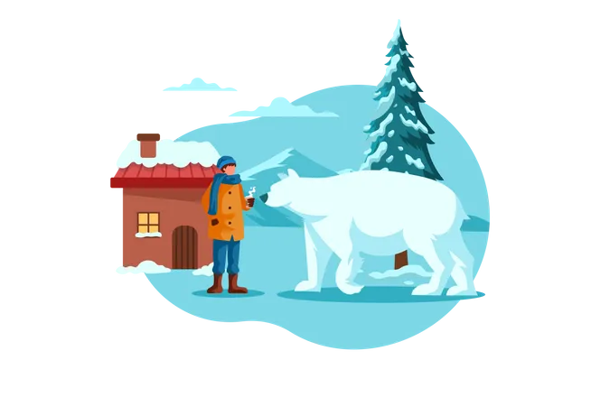 Winter Vector Illustration Scene Suitable For Wallpaper Presentation Web Or Mobile Apps UI Illustration