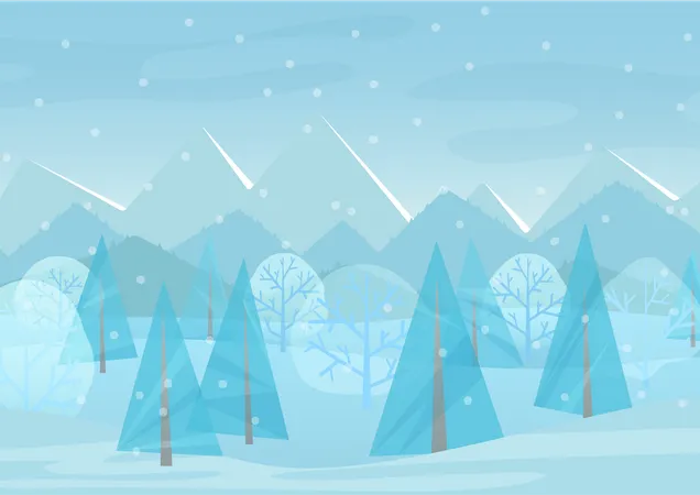 Winterschneefall im Wald  Illustration