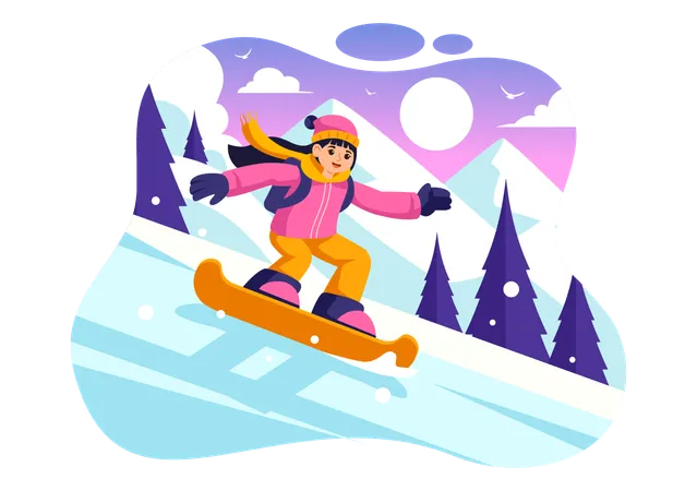 Winter Snowboarding  Illustration
