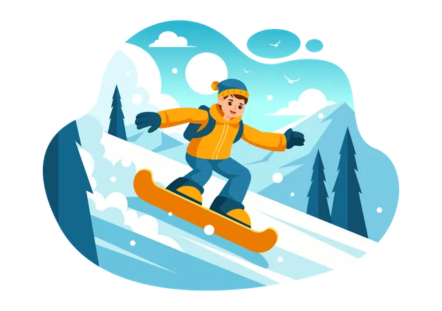 Winter Snowboarding  Illustration