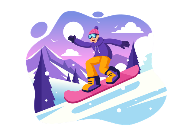 Winter Snowboarding  Illustration