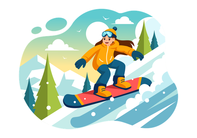 Winter Snowboarding  Illustration