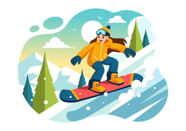 Winter Snowboarding  Illustration