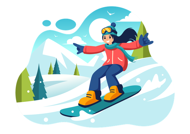 Winter Snowboarding  Illustration