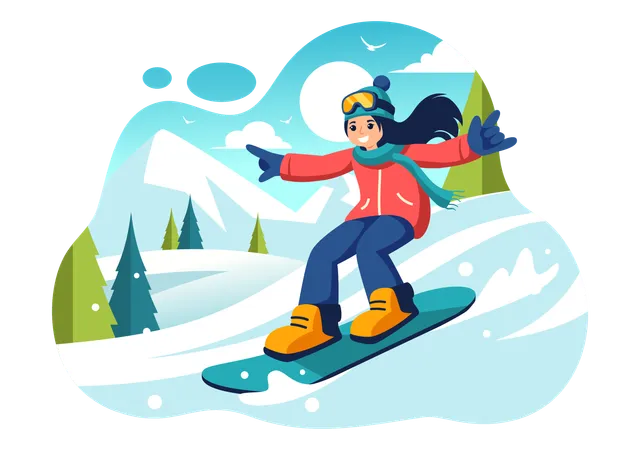 Winter Snowboarding  Illustration