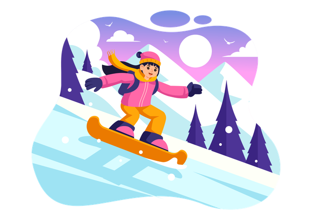 Winter Snowboarding  Illustration