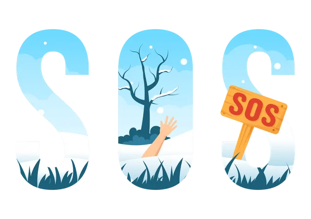 Winter SOS Message Emergency  Illustration