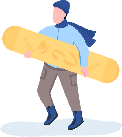 Winter sports star with snowboard Illustration