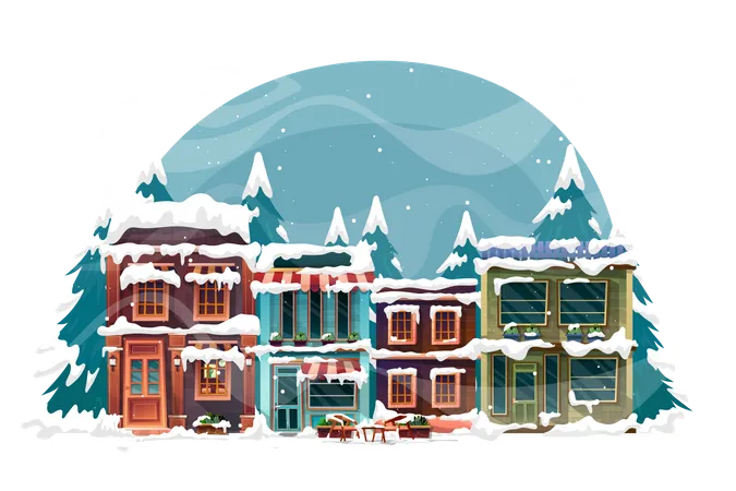 Winter time falling snow on christmas and New year  Illustration