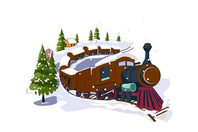 Winter Train  Illustration