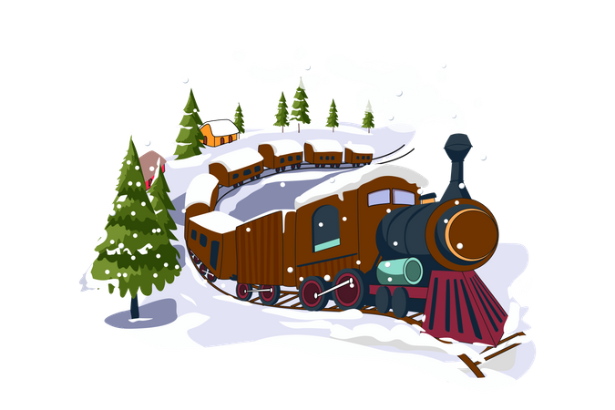 Winter Train  Illustration