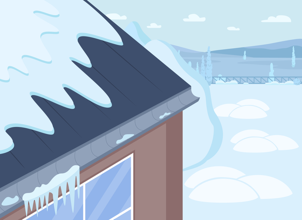 Wintertime house roof Illustration