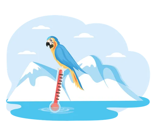 Wintervogel bei Reittemperatur  Illustration