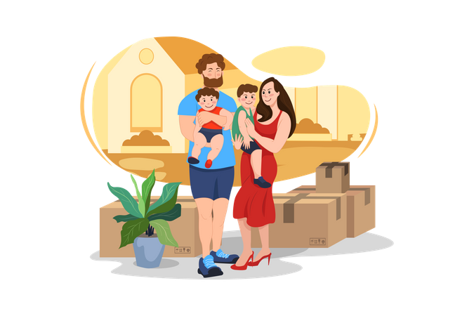 Wir ziehen in ein neues Haus  Illustration
