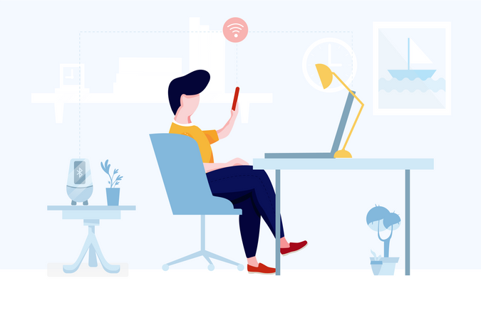 Wireless connectivity with all devices  Illustration