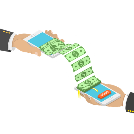 Wireless money transfer  Illustration