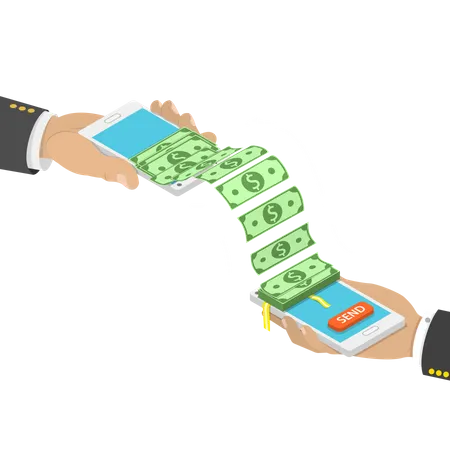 Wireless money transfer  Illustration