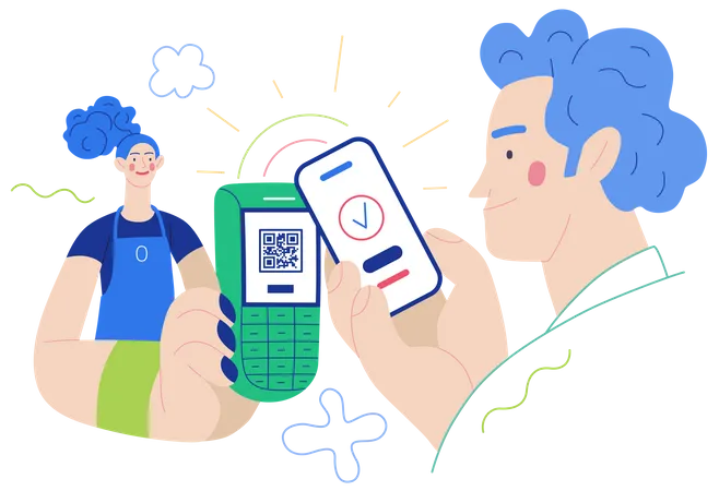 Wireless payment via qr code  Illustration