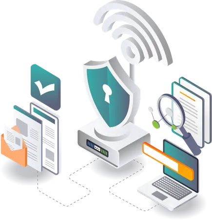 Wireless Security And Searching Data Illustration