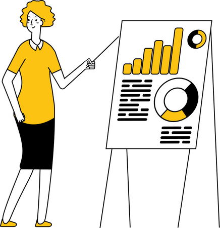 Wirtschaftsassistentin präsentiert Statistiken  Illustration