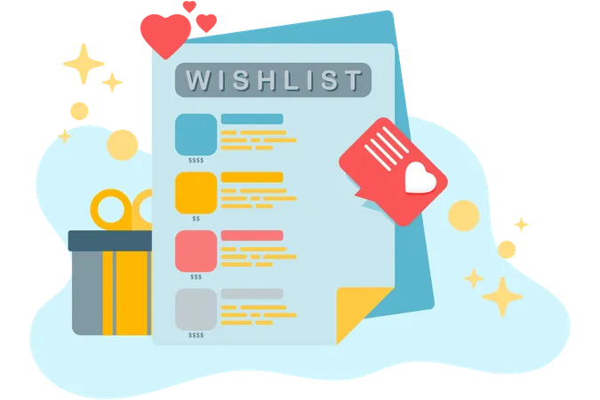 Wish list and gift box  Illustration