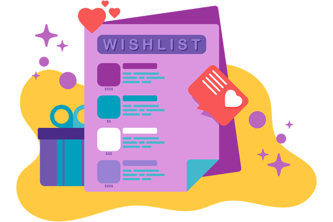 Wish List And Gift Box  Illustration