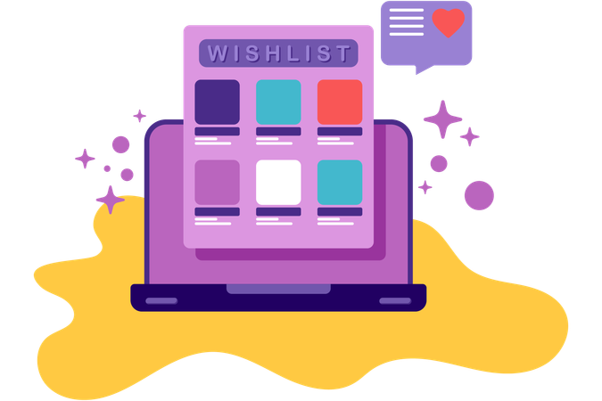 Wishlist Display On Laptop Monitor  Illustration